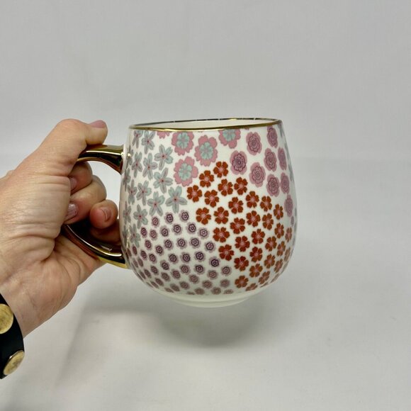 Thyme & Table Stoneware Gold Floral 16oz Coffee Mug - Picture 2 of 5
